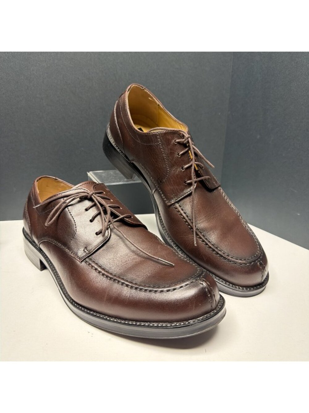 Dockers Premium Dark Brown Leather Men's Dress Shoes Size 9.5W 91-97717 Oxford